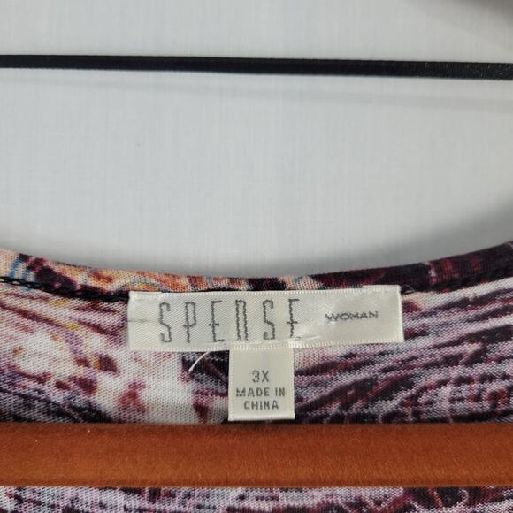 Spense mixed print 3/4 sleeve asymmetrical hem longline tunic top size 3X boho - Picture 3 of 7